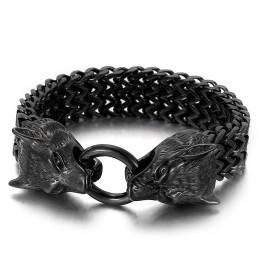 Chic Trendy Titanium Wolf Head Bracelet