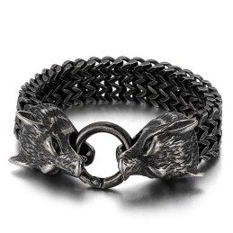 Chic Hipster Titanium Wolf Head Bracelet