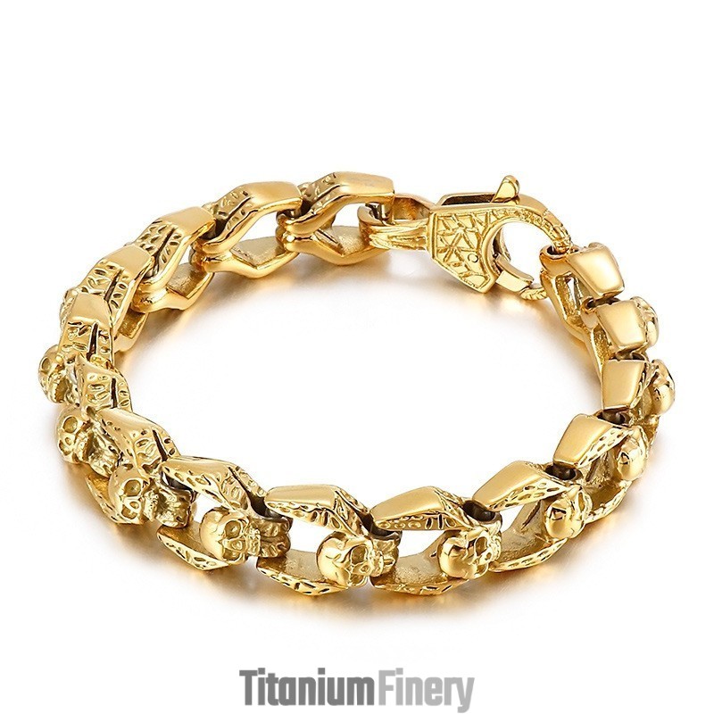 Fashion Retro Wind Titanium Skull Jewelry Hip Hop Rock Men's Bracelet Fashion Retro Wind Titanium Skull Jewelry Hip Hop Rock Men's Bracelet