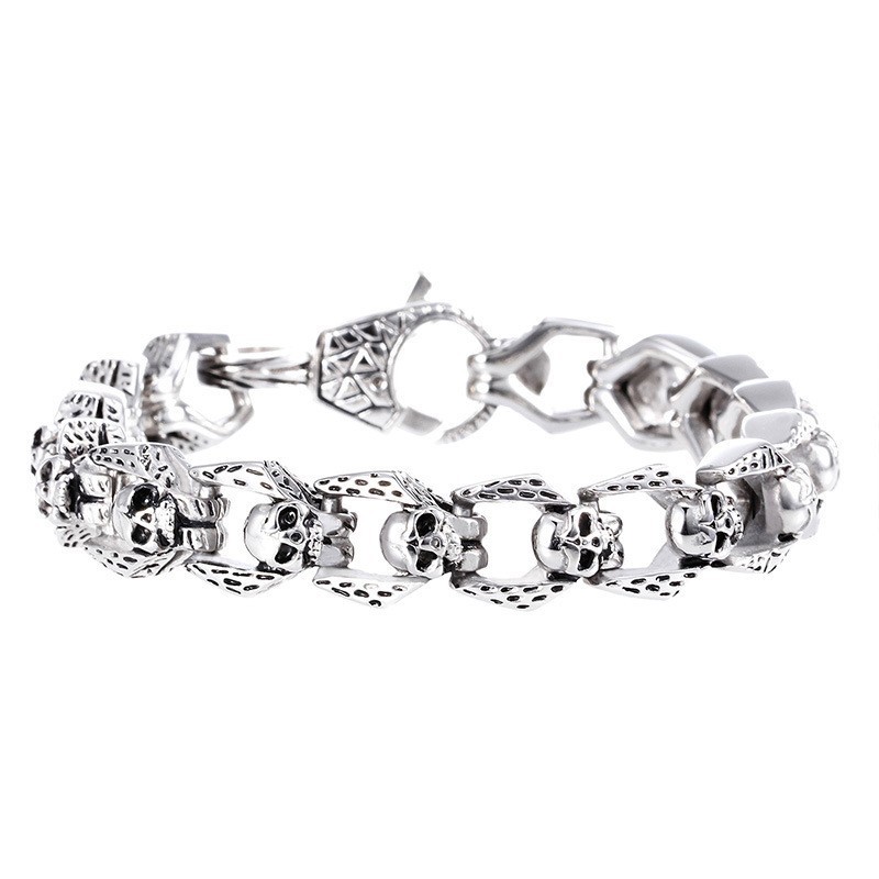 Fashion Retro Wind Titanium Skull Jewelry Hip Hop Rock Men's Bracelet Fashion Retro Wind Titanium Skull Jewelry Hip Hop Rock Men's Bracelet