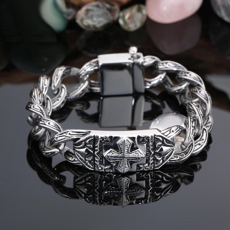 Fashion Retro Hand Jewelry Crosshair Pattern Titanium Bracelet Fashion Retro Hand Jewelry Crosshair Pattern Titanium Bracelet
