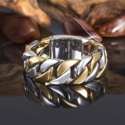 Titanium Men's Gold-Plated Wide Bracelet