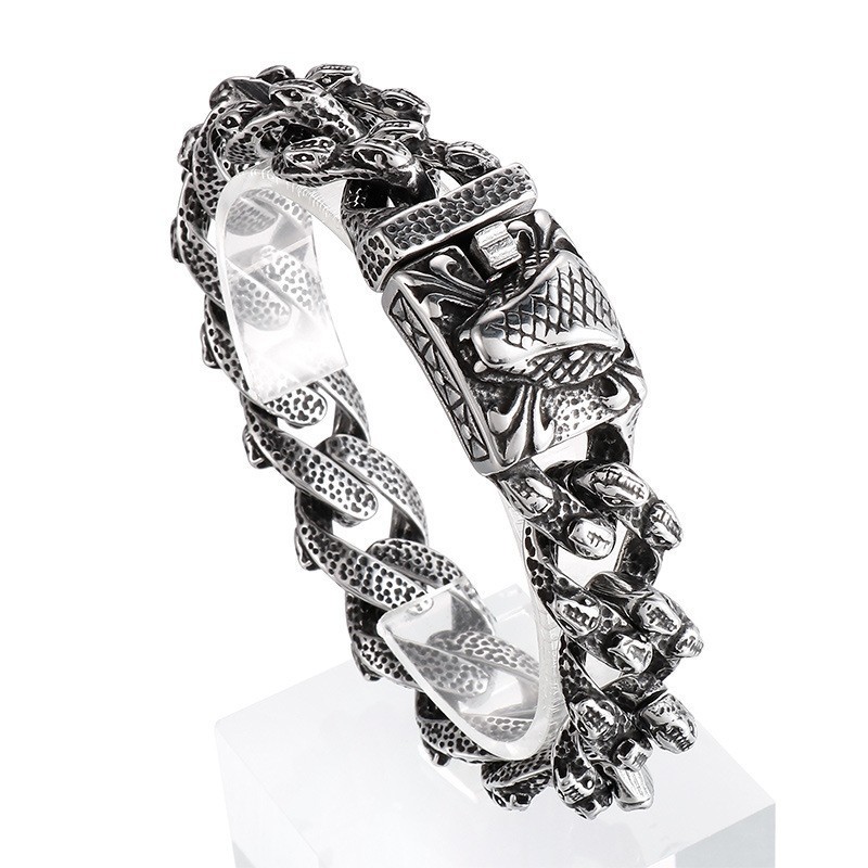 Vintage Snake Head Titanium Bracelet For Men Vintage Snake Head Titanium Bracelet For Men