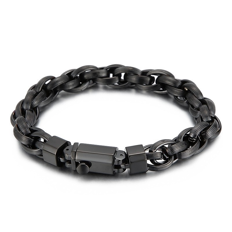 Men's Fashion Vacuum Plating Snap Button Double Ring O Bracelet Men's Fashion Vacuum Plating Snap Button Double Ring O Bracelet