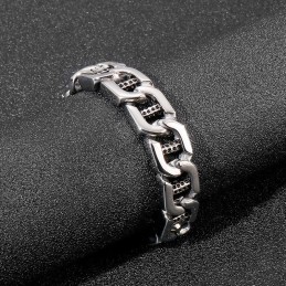 Chic Wind Hollow Dice Dot Hole Column Titanium Men's Bracelet