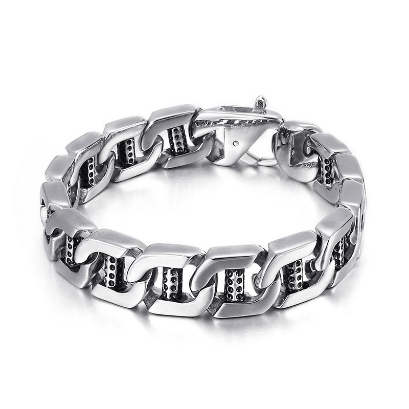 Chic Wind Hollow Dice Dot Hole Column Titanium Men's Bracelet Chic Wind Hollow Dice Dot Hole Column Titanium Men's Bracelet