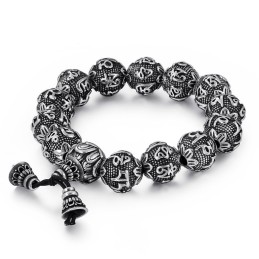Men's Titanium Fashion Jewelry Six Words Of Truth Buddha Bead Bracelet Titanium Bracelet