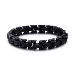 Black Men's Titanium Bracelet Dragon Scale Pattern
