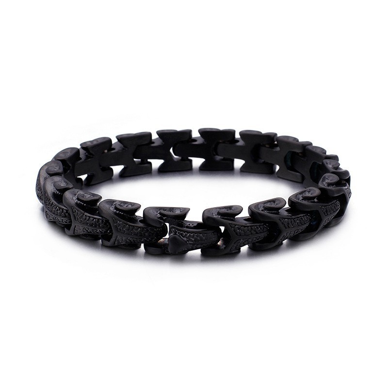 Black Men's Titanium Bracelet Dragon Scale Pattern Black Men's Titanium Bracelet Dragon Scale Pattern