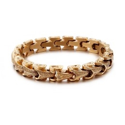Titanium Fashion Jewelry Dragon Scale Pattern Cool Male Bracelet Vintage Silver Plated Keel Bracelet