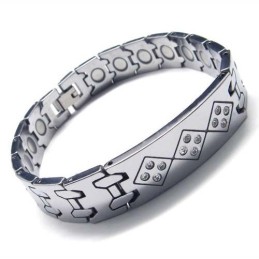 Tungsten Carbide 12Mm Wide With Diamonds Mens Bracelet
