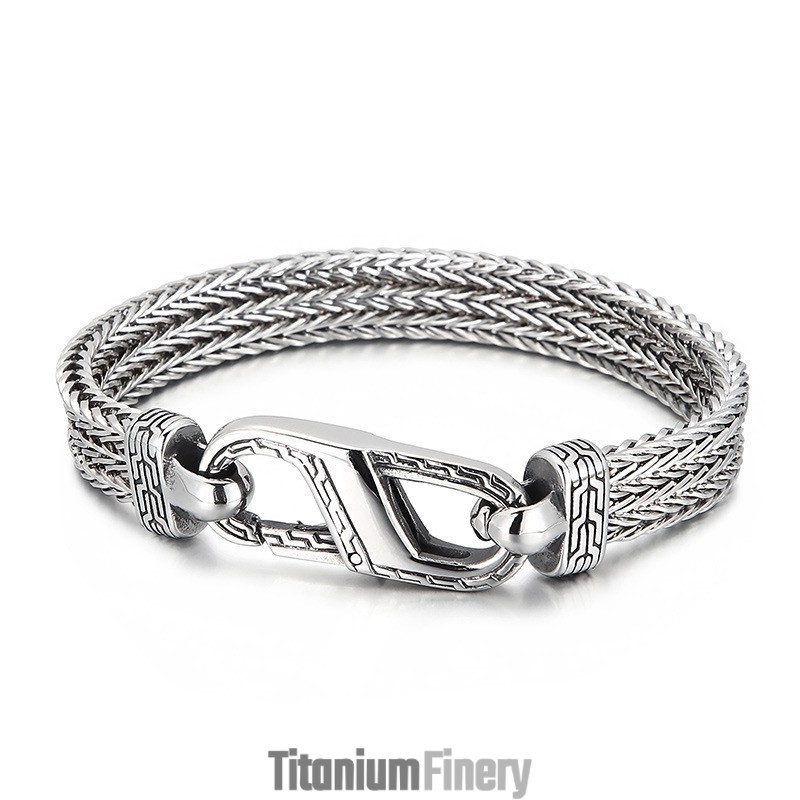 Vintage Dragon Bone Pattern Titanium Bracelet For Men