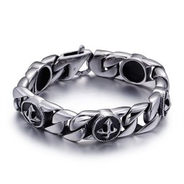 Vintage Chic Style Round Sign Cross Titanium Bracelet For Men