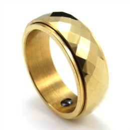 New Style Golden Faceted Tungsten Ring