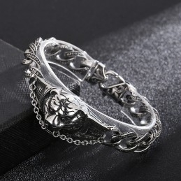 Vintage Exaggerated Pattern Tiger Head Bend Titanium Bracelet For Men