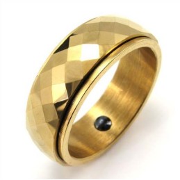 New Style Golden Faceted Tungsten Ring