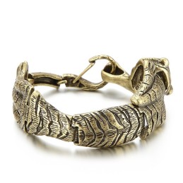 Vintage Cool Antique Gold Tiger Titanium Bracelet For Men