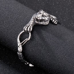 Cool Antique Gold Tiger Titanium Bracelet For Men
