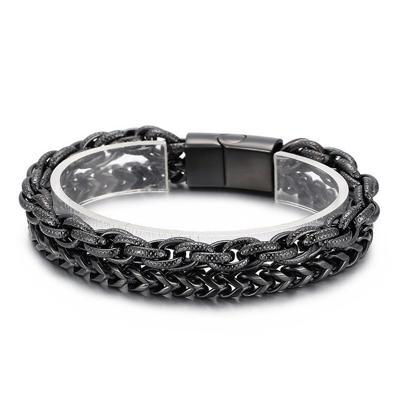 Fashion Vacuum Plating Double Layer Titanium Bracelet For Men