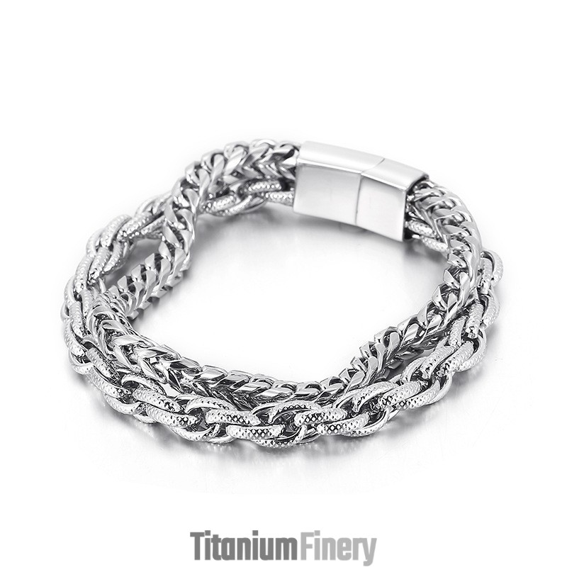 Fashion Vacuum Plating Double Layer Titanium Bracelet For Men