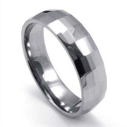 Fashion Faceted Tungsten Ring
