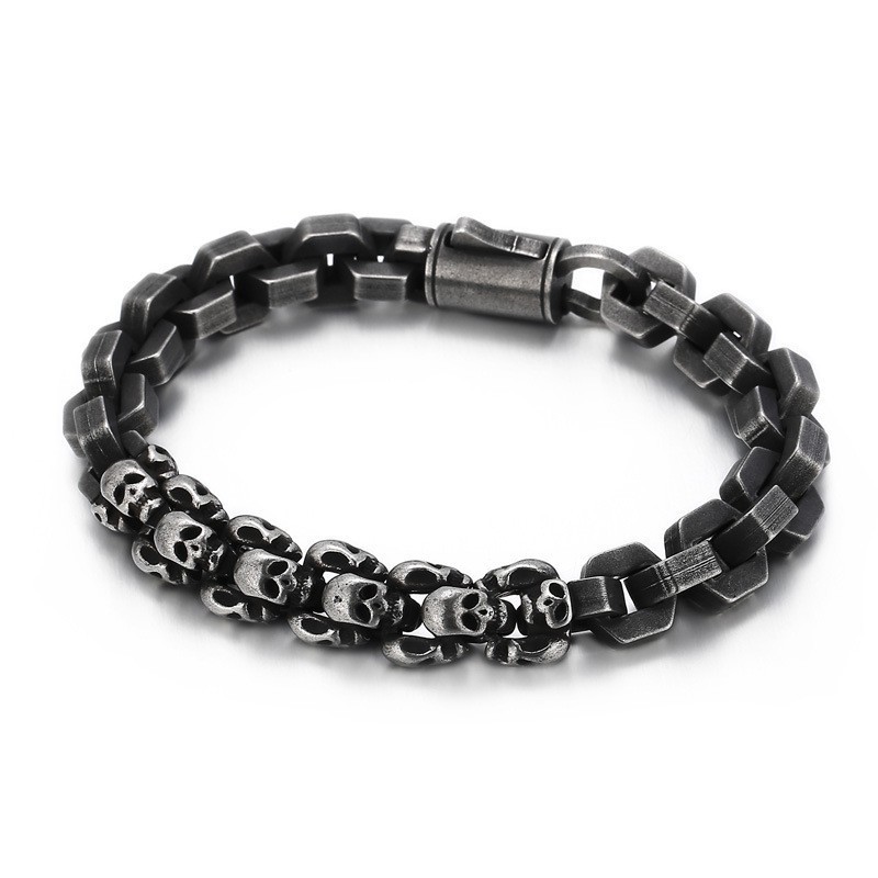 Spliced Skull Polygonal Titanium Bracelet For Men