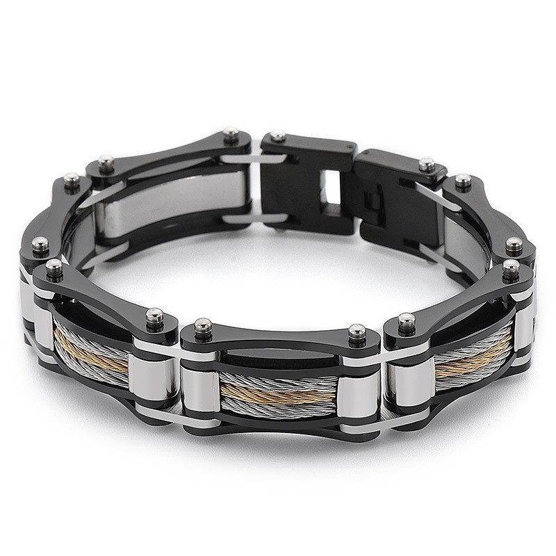 Rock Hip-Hop Twist Chain Men's Titanium Biker Bracelet Rock Hip-Hop Twist Chain Men's Titanium Biker Bracelet
