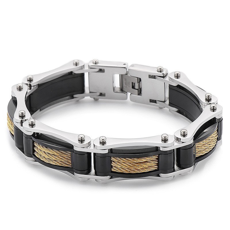 Rock Hip-Hop Twist Chain Men's Titanium Biker Bracelet Rock Hip-Hop Twist Chain Men's Titanium Biker Bracelet