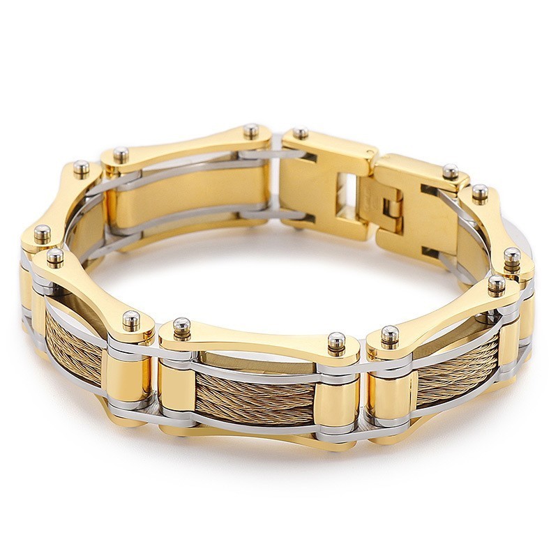 Rock Hip-Hop Twist Chain Men's Titanium Biker Bracelet Rock Hip-Hop Twist Chain Men's Titanium Biker Bracelet