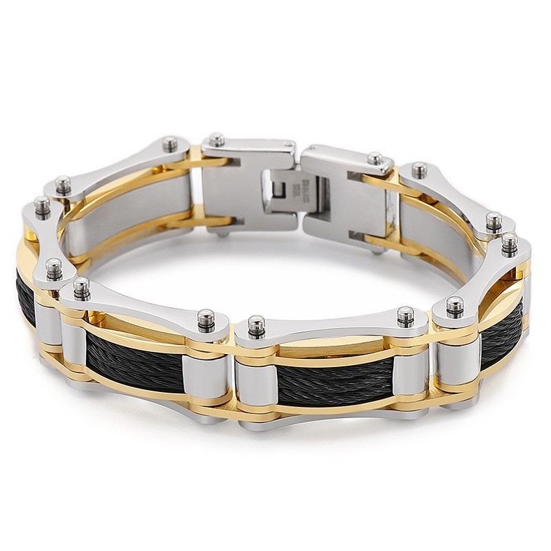Rock Hip-Hop Twist Chain Men's Titanium Biker Bracelet