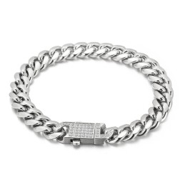 Cuban Chain With Diamonds Men's Titanium Bracelet Necklace