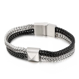 Tide Hip-Hop Double-Layer Colorful Keel Woven Chain Titanium Men's Bracelet