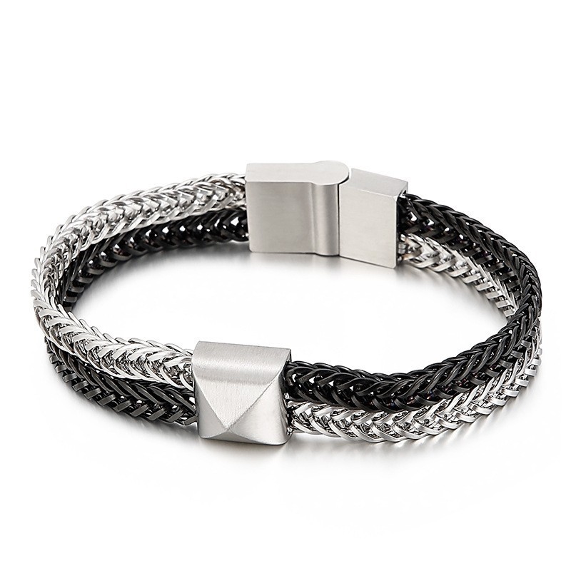 Tide Hip-Hop Double-Layer Colorful Keel Woven Chain Titanium Men's Bracelet Tide Hip-Hop Double-Layer Colorful Keel Woven Chain Titanium Men's Bracelet