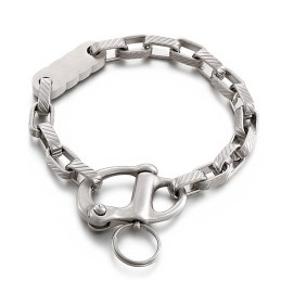 Retro Black Square Striped Keychain Men's Titanium Bracelet