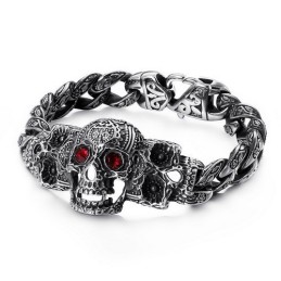 Cool Skull Cross With Zirconia Titanium Bracelet