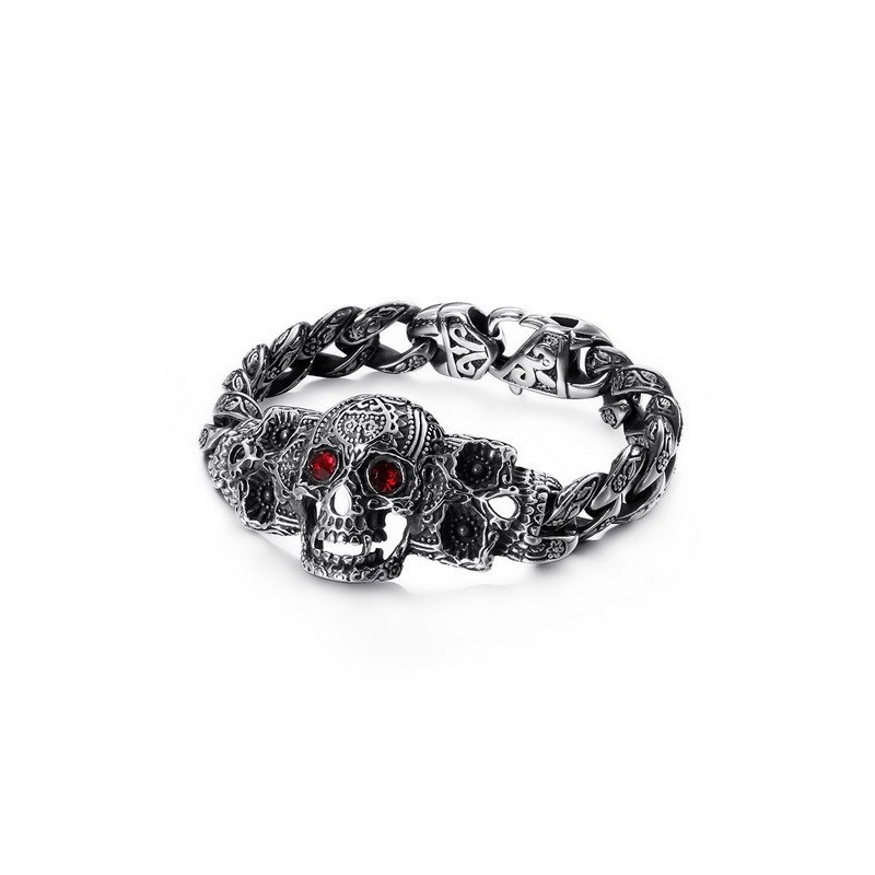 Cool Skull Cross With Zirconia Titanium Bracelet