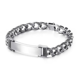 Cool Skull Cross With Zirconia Titanium Bracelet