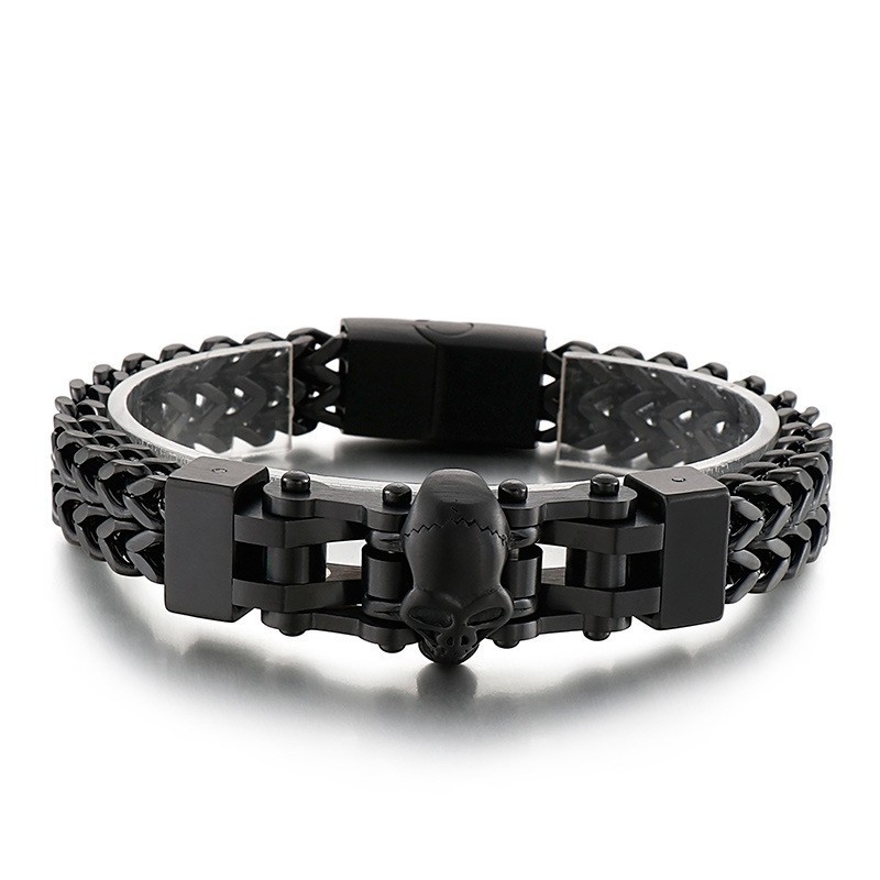 Cool Hip Hop Skull Men's Titanium Bracelet Cool Hip Hop Skull Men's Titanium Bracelet