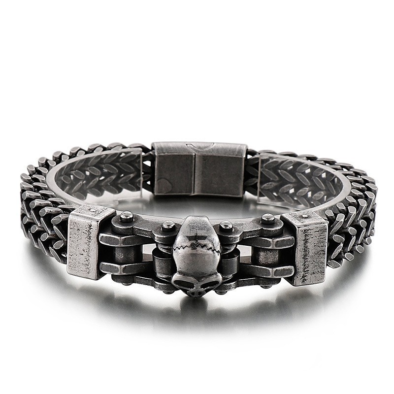 Cool Hip Hop Skull Men's Titanium Bracelet Cool Hip Hop Skull Men's Titanium Bracelet