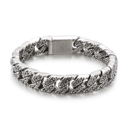 Vintage New Style Cool Flower Men's Titanium Bracelet