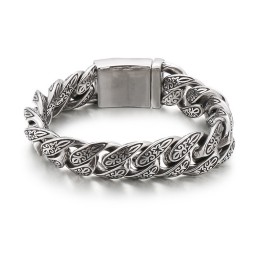 Vintage New Jewelry Cool Flower Men's Titanium Bracelet