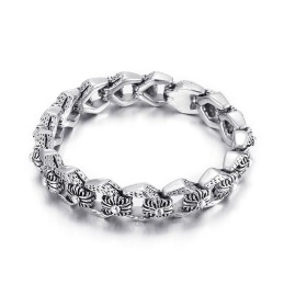 Retro Pop Cool Rock Hip Hop Style Flower Men's Titanium Bracelet