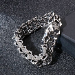 Retro Cool Dragon Bike Chain Men's Titanium Bracelet
