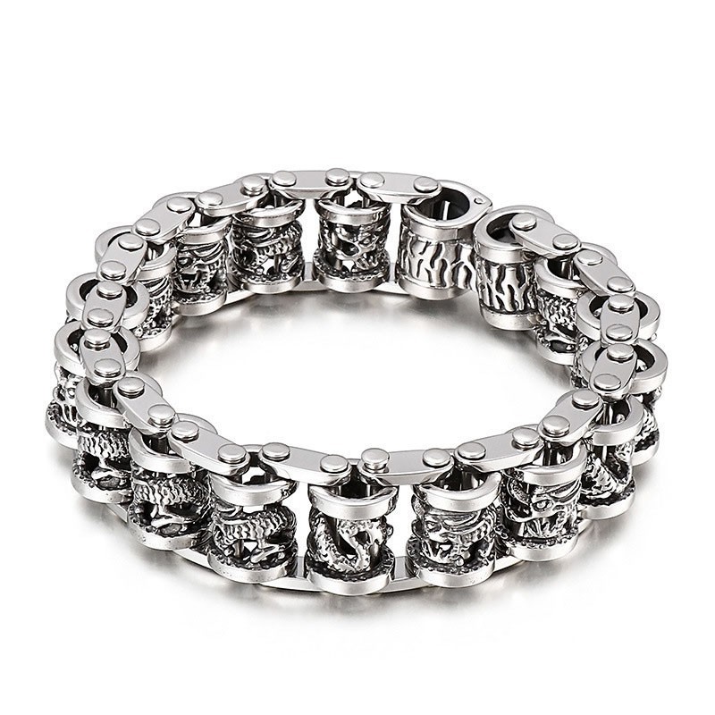 Retro Cool Dragon Bike Chain Men's Titanium Bracelet Retro Cool Dragon Bike Chain Men's Titanium Bracelet