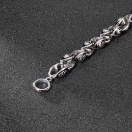 Rock Hip Hop Style Titanium Jewelry Cool Double Skull Men's Titanium Bracelet