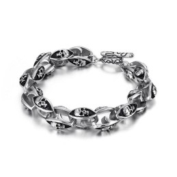 Rock Hip Hop Style Titanium Jewelry Cool Double Skull Men's Titanium Bracelet