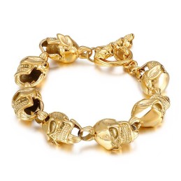 Chic Style Gold Skull Men's Titanium Bracelet