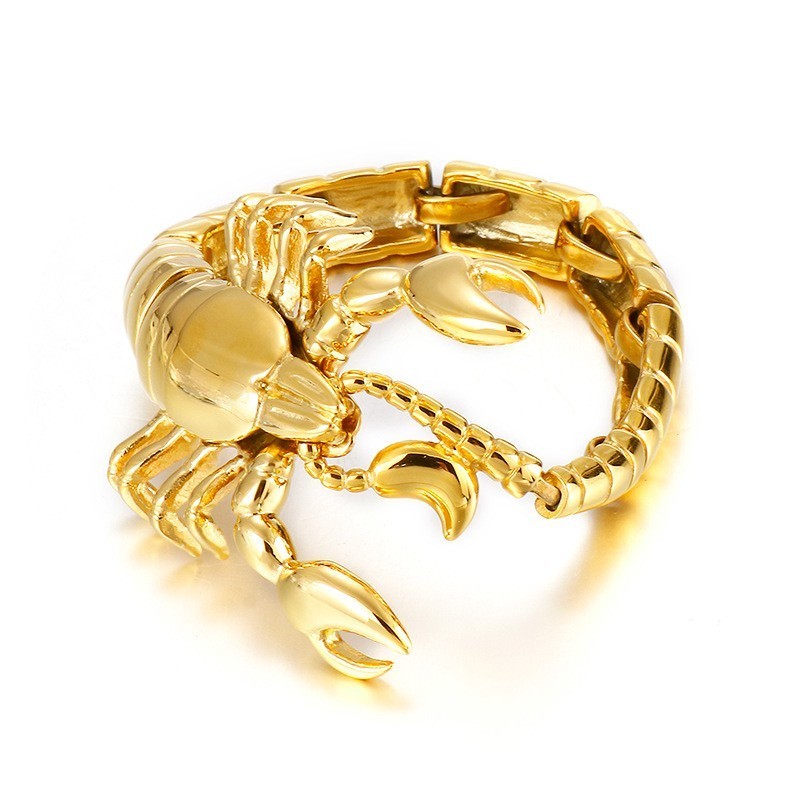 Cool Gold Scorpion Titanium Bracelet For Men Cool Gold Scorpion Titanium Bracelet For Men