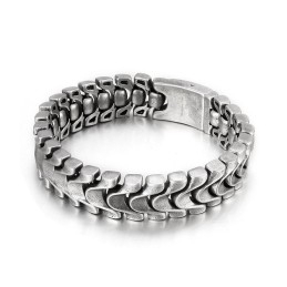 Vintage Cool Men's Titanium Bracelet With Dragon Bone