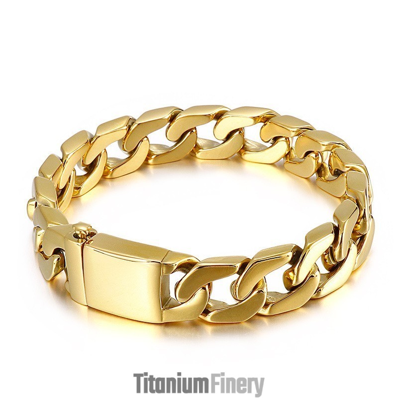 Fashion Hiphop Men's Bronze Titanium Bracelet